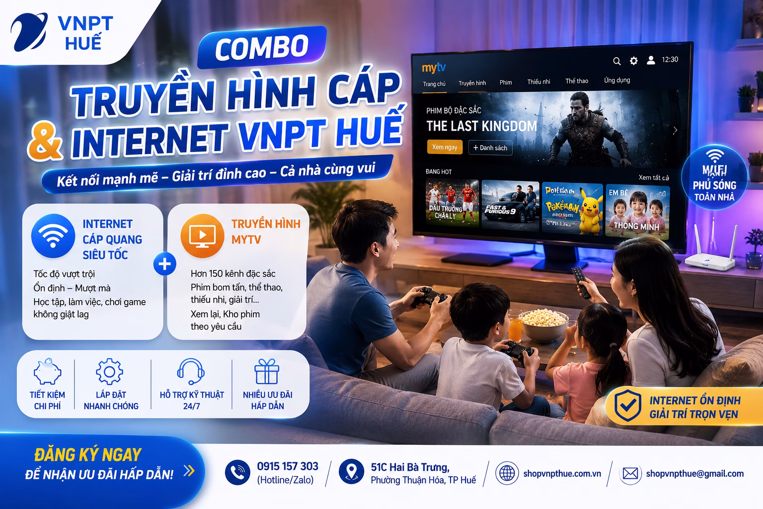 Combo truyền hình cáp và internet VNPT Huế
