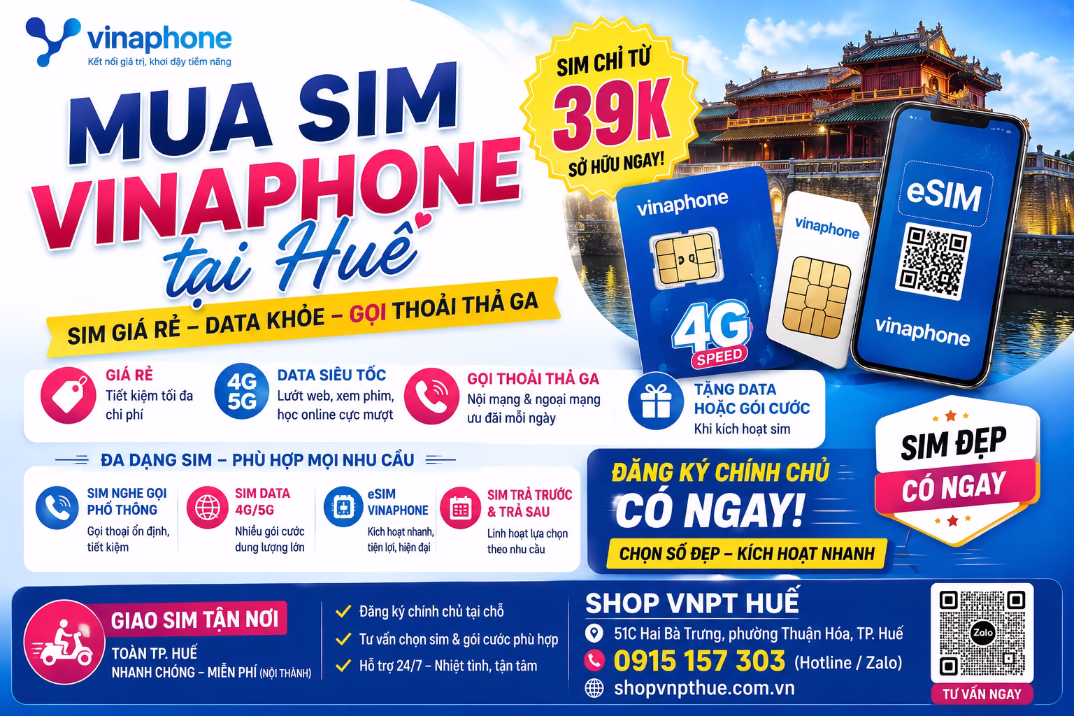Mua sim Vinaphone tại Huế