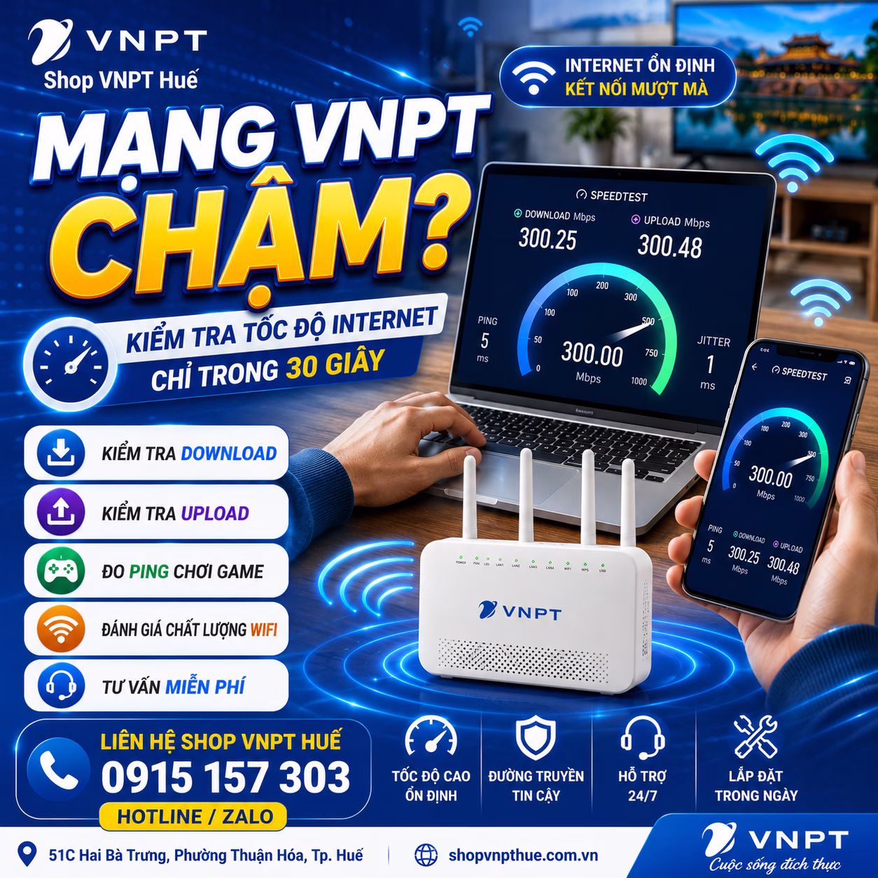 Cách kiểm tra tốc độ mạng VNPT