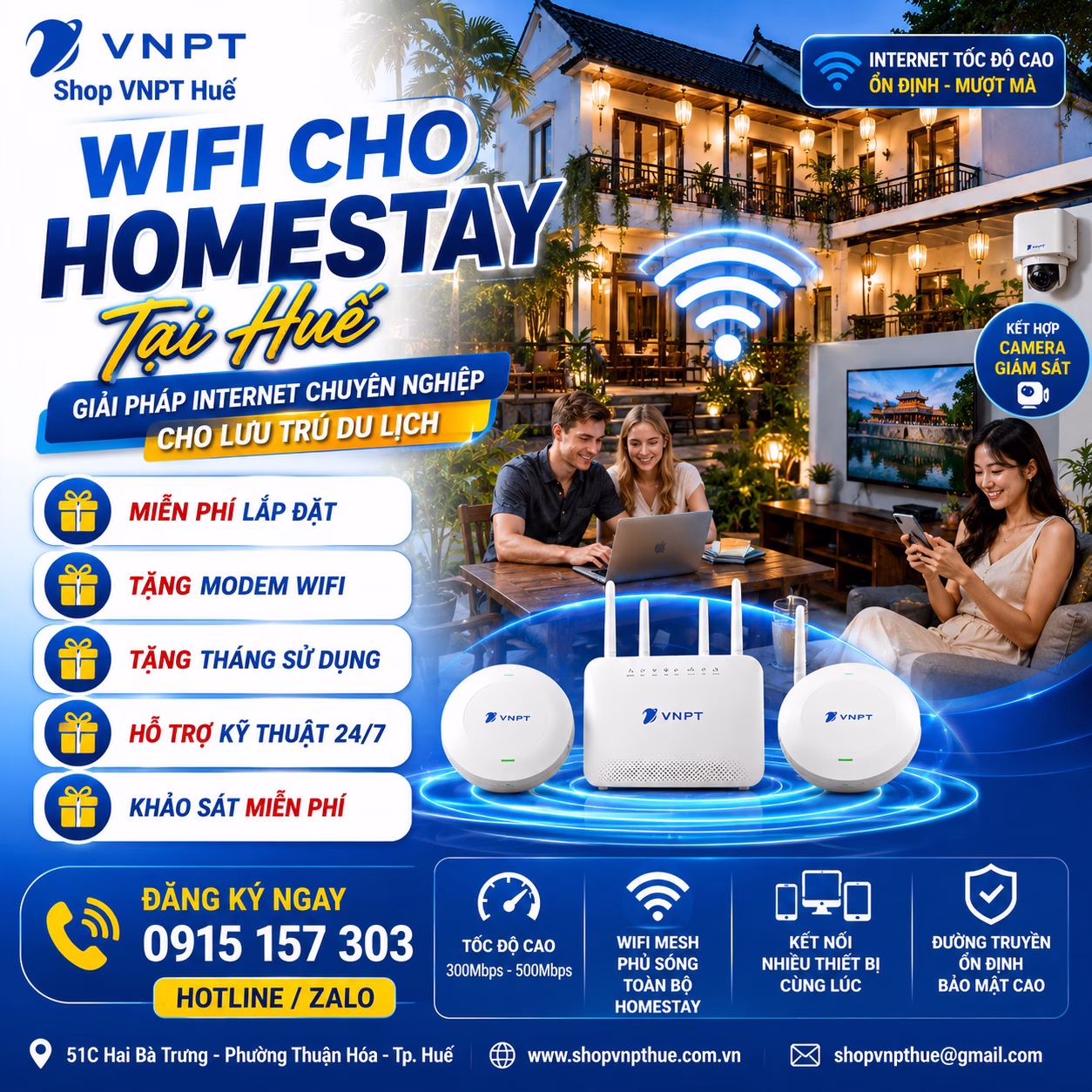 Lắp internet homestay Huế