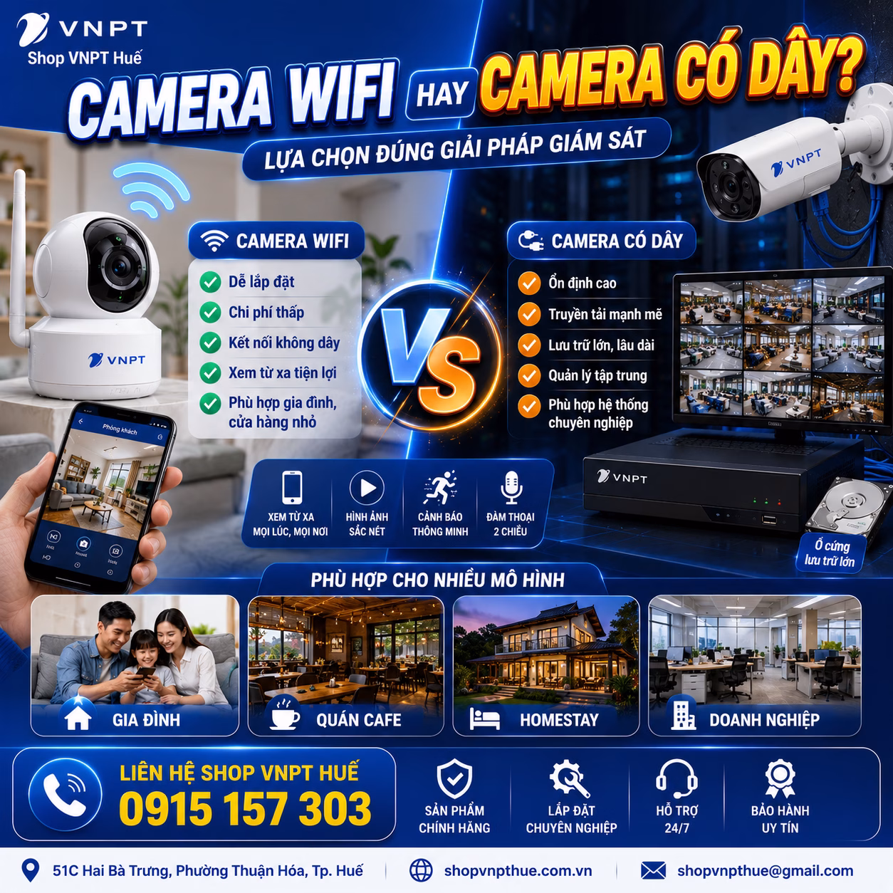 So sánh camera wifi và có dây