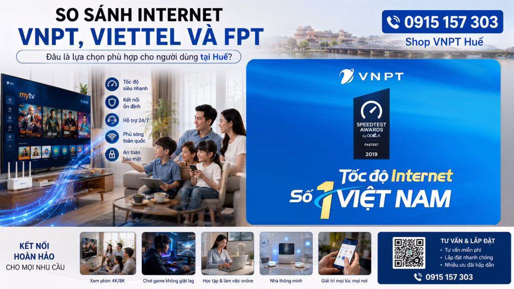 So sánh mạng internet VNPT, Viettel và FPT