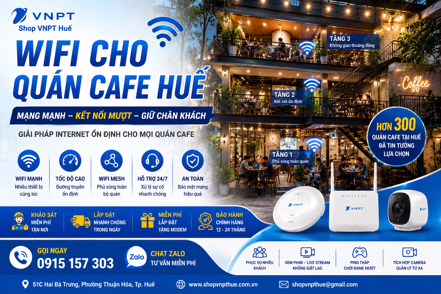 Wifi cho quán cafe Huế