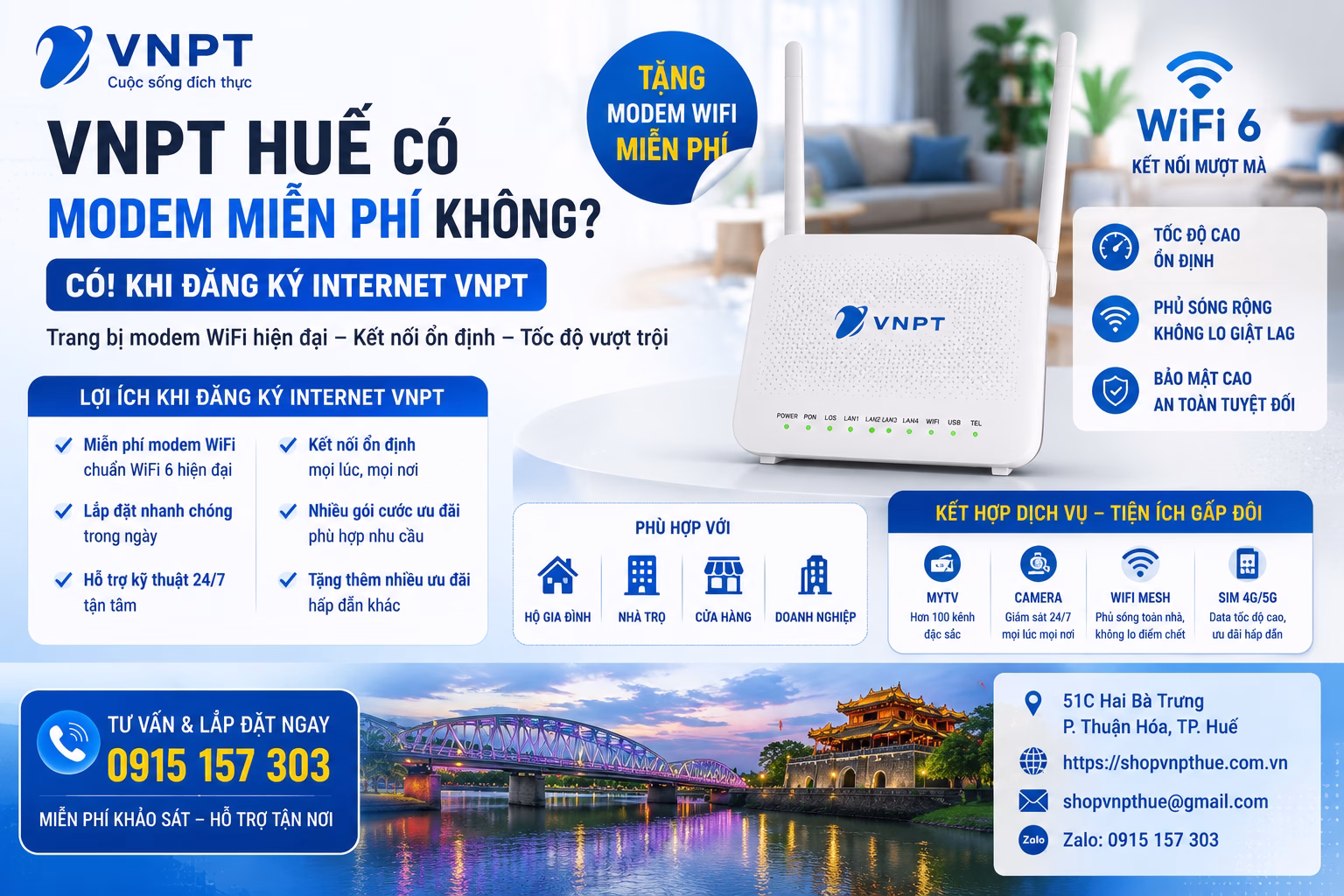 VNPT Huế có modem miễn phí không