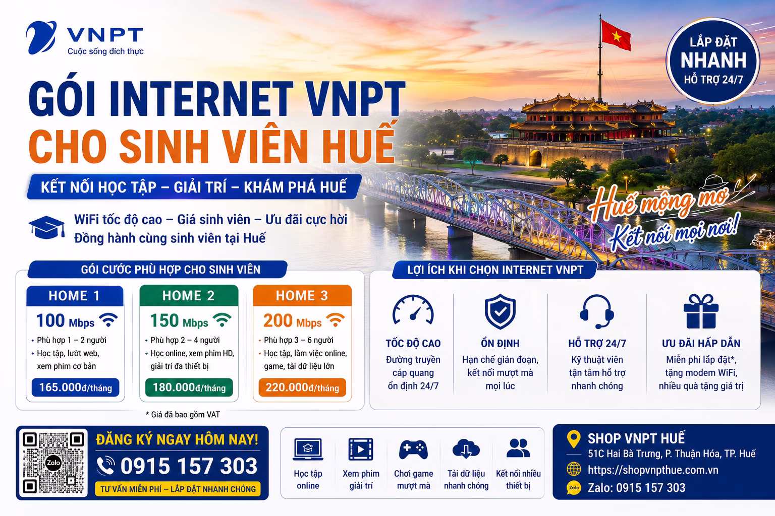 Gói internet VNPT cho sinh viên Huế
