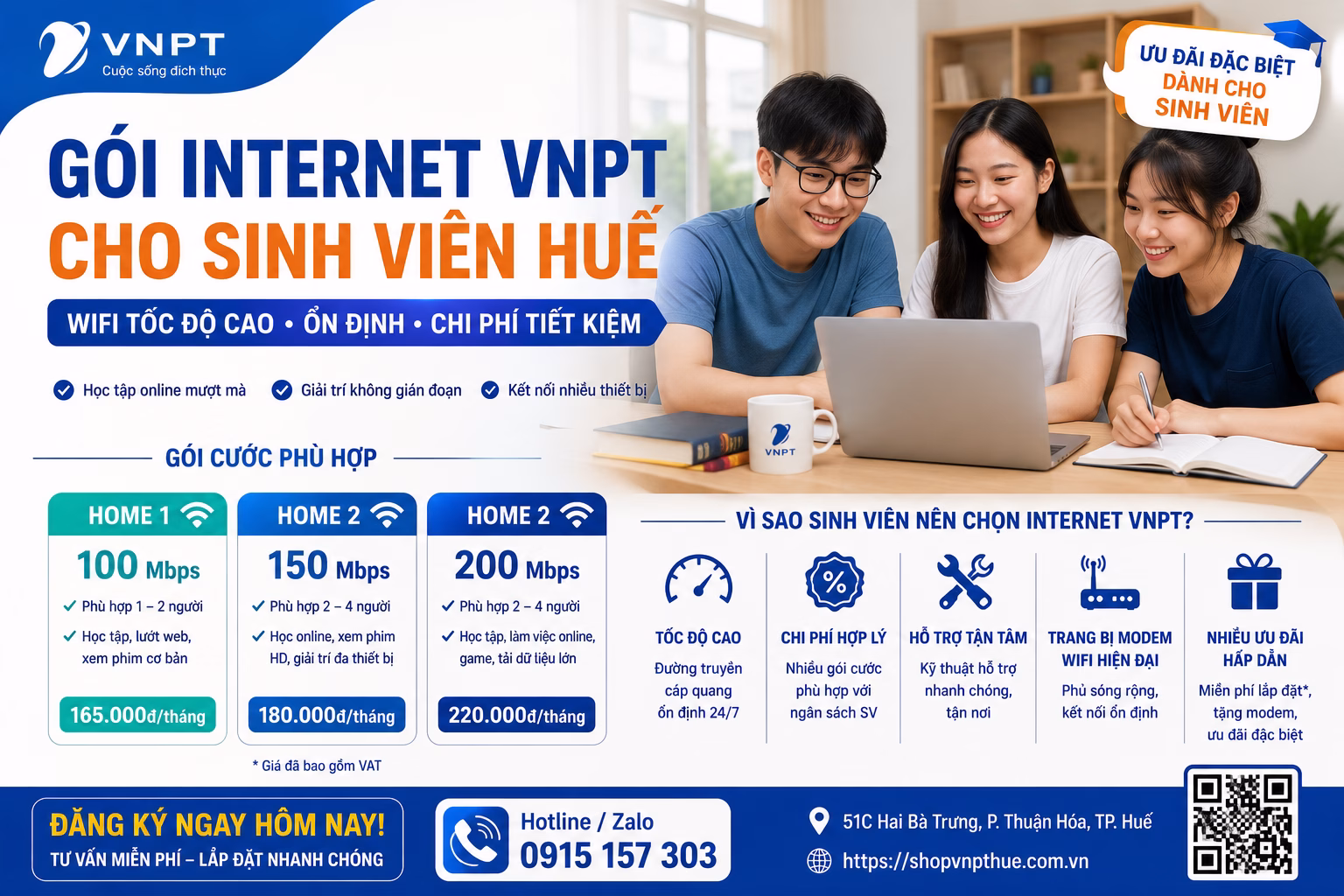 Gói internet VNPT cho sinh viên Huế