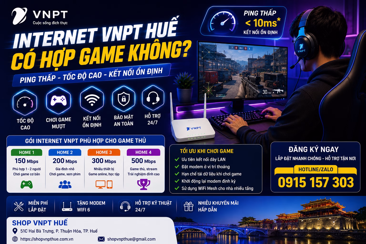 Internet VNPT Huế có hợp game không 3