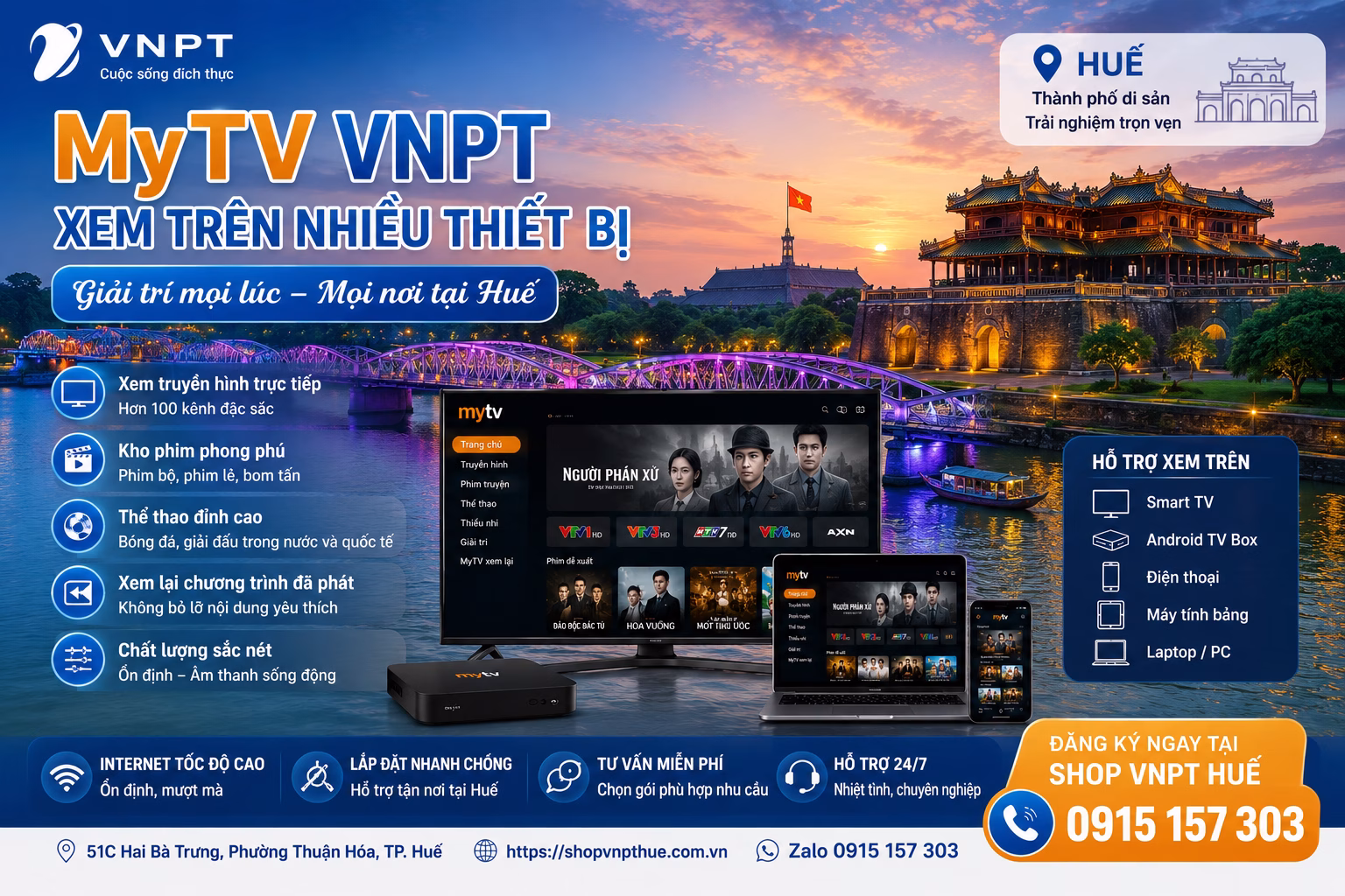 MyTV VNPT xem trên nhiều thiết bị